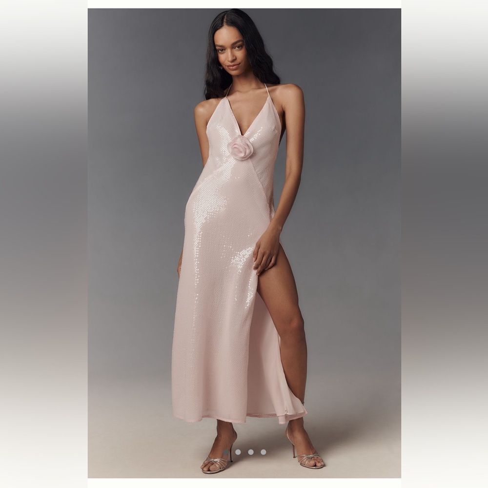 NWT Bardot Aradia Sequin Halter Slip Dress Pink Sz 8
